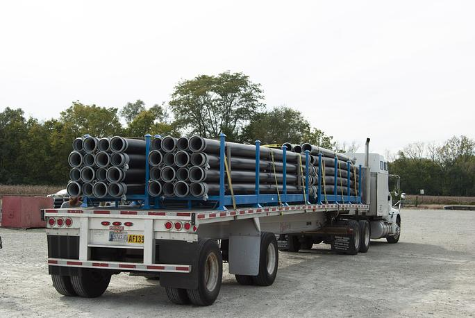 Truck filled with HDPE pipe from Wolf Creek