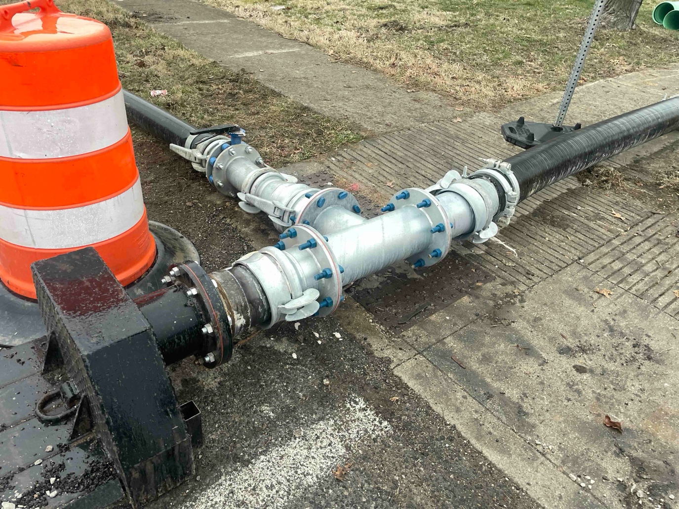 Wolf Creek Portable Piping set-up for sanitary sewer rebuild