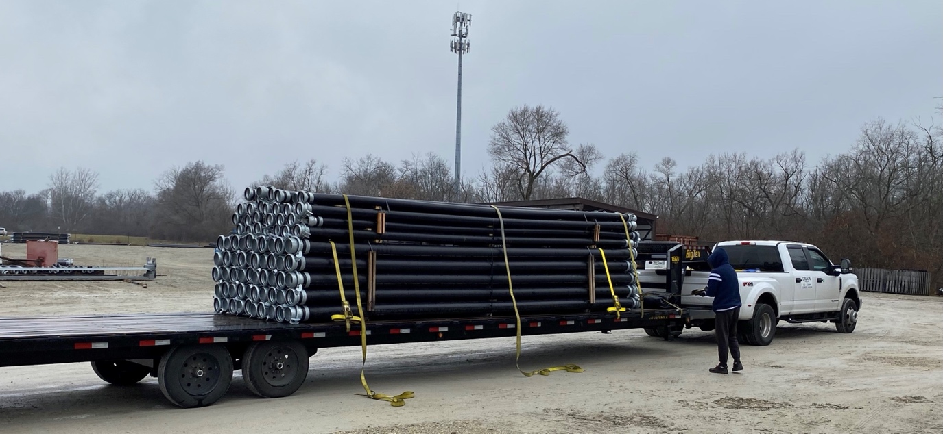 Truck filled with Wolf Creek pipe